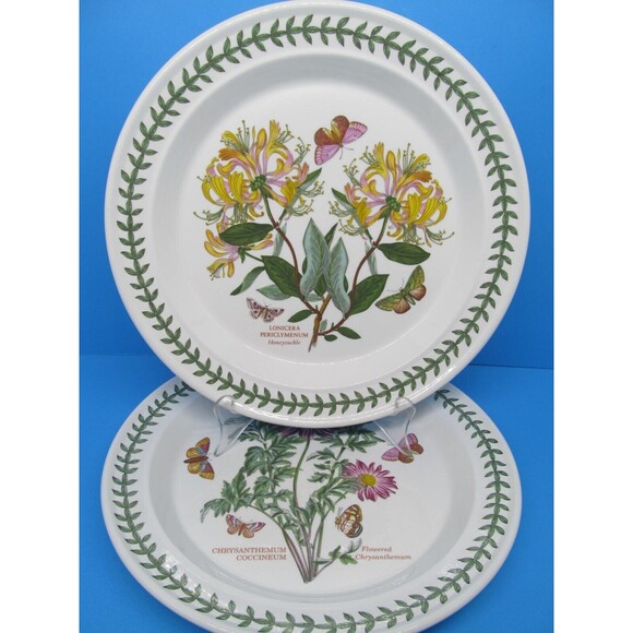 Portmeirion Chrysanthemum And Lonicera Set Of 2 Floral 10 1/2" Dinner Plates VGC - Picture 8 of 13